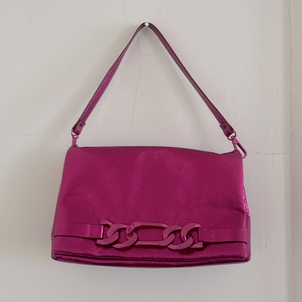 Pink metallic handbag